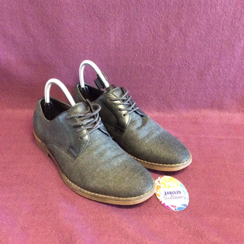 J. Ferrar Mens Nate Oxford Shoes Heathered Charcoal and Black Lace Up Size 7M